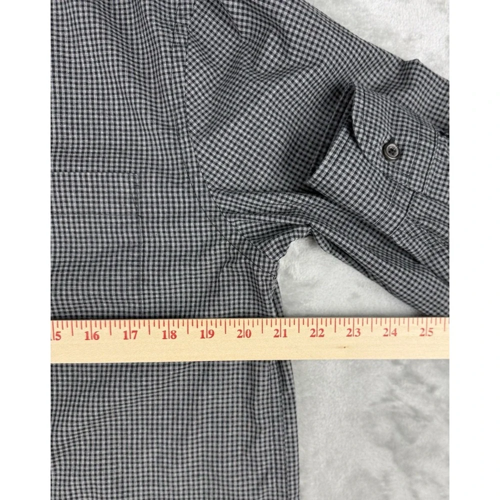 Banana Republic Untucked Fit Shirt Men Medium Gray Check Button Down Long Sleeve